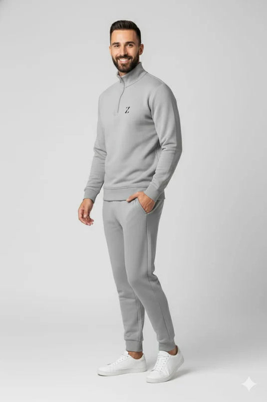 Quarter Zipper In Gery Colour